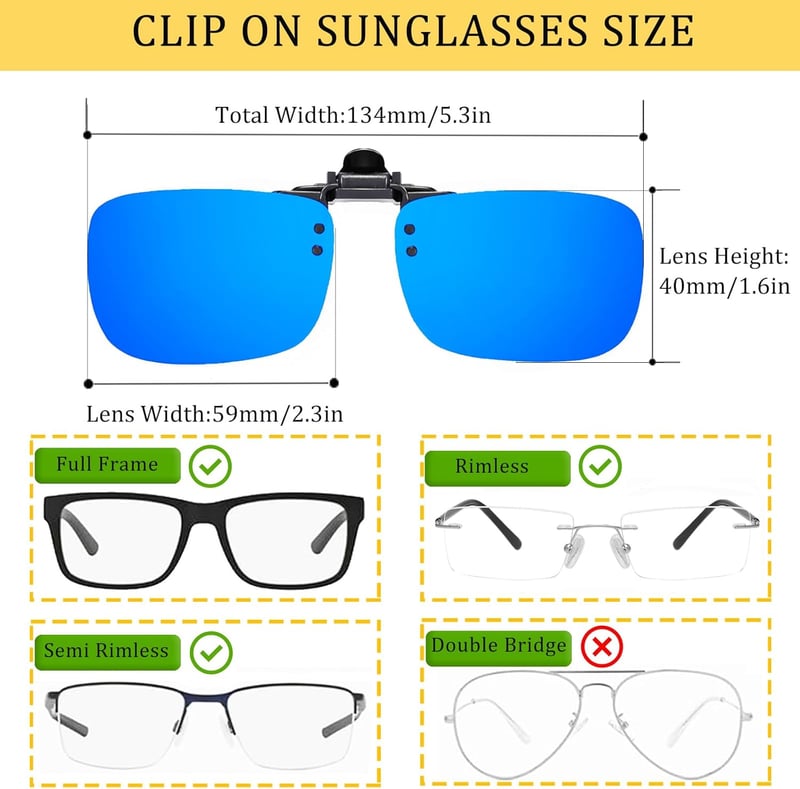 Polarized Clip-on Sunglasses for Prescription Glasses
