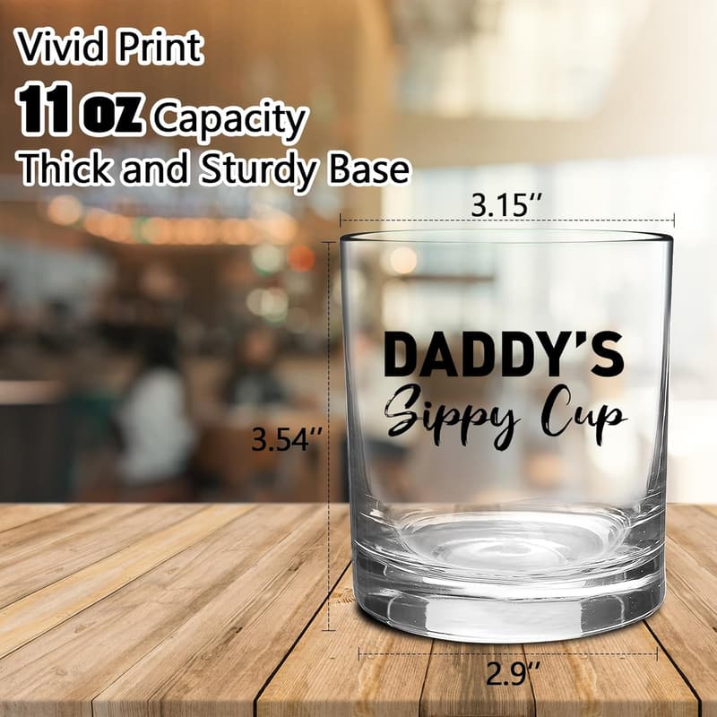 Funny 11 oz Whiskey Glass Gift for New Dad from Kids