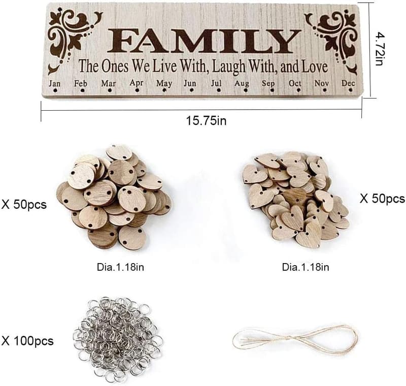 Birthday Wooden Calendar for Mom & Grandma from Daughter