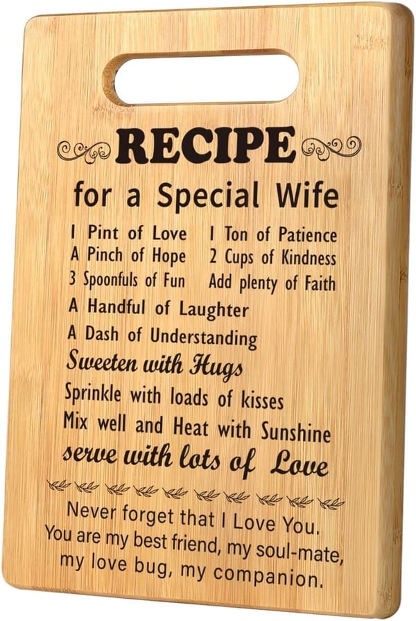 Personalized Cutting Board for Wife's Birthday or Mother's Day