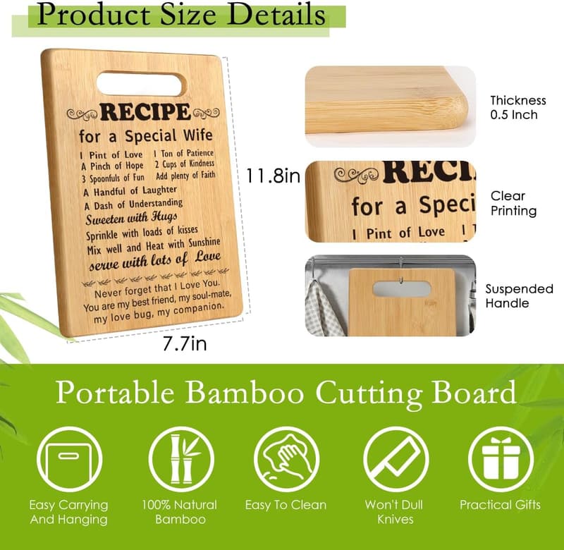 Personalized Cutting Board for Wife's Birthday or Mother's Day