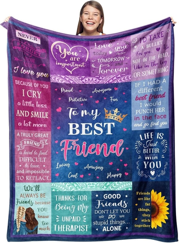 Friendship Throw Blanket for Women's Birthday - 50
