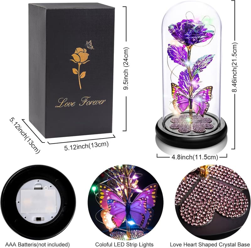 Eternal Galaxy Glass Rose - Light-Up Gift for Mom