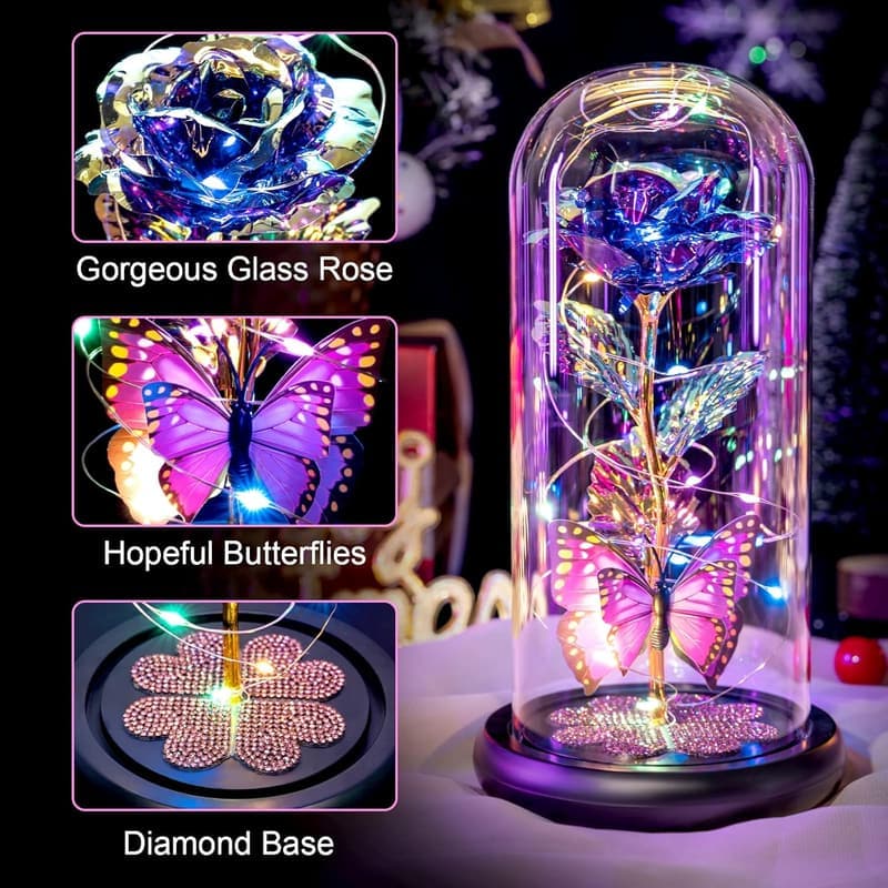 Eternal Galaxy Glass Rose - Light-Up Gift for Mom