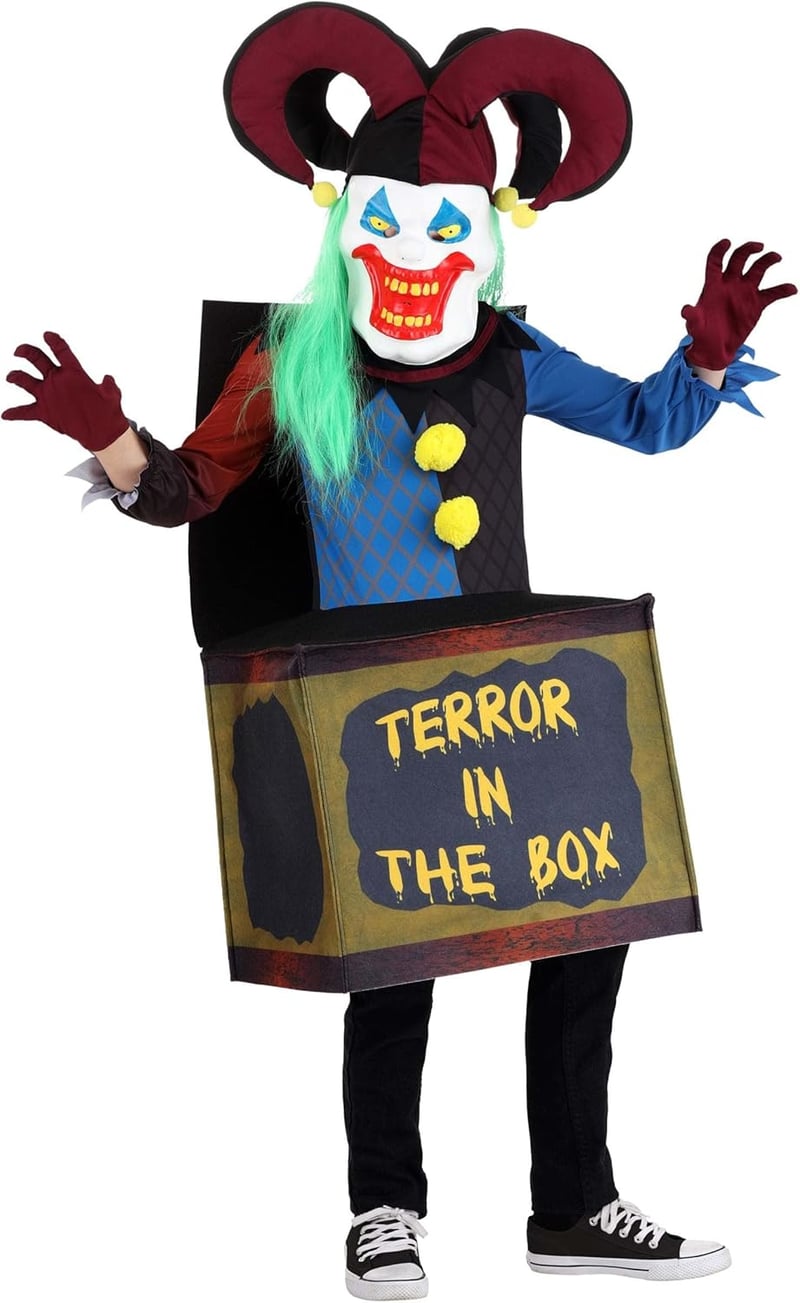 Haunted Jack in the Box Costume for Kids with Mask & Gloves