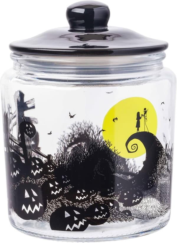Nightmare Before Christmas Glass Candy Jar with Lid