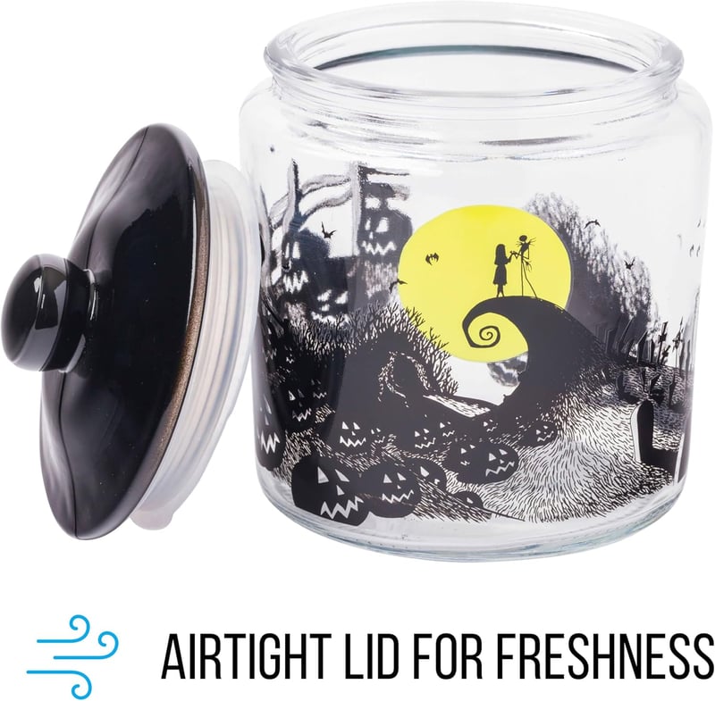 Nightmare Before Christmas Glass Candy Jar with Lid