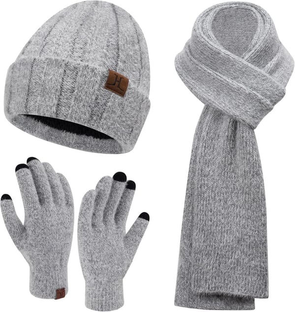 Winter Warm Beanie, Gloves & Scarf Set for Women