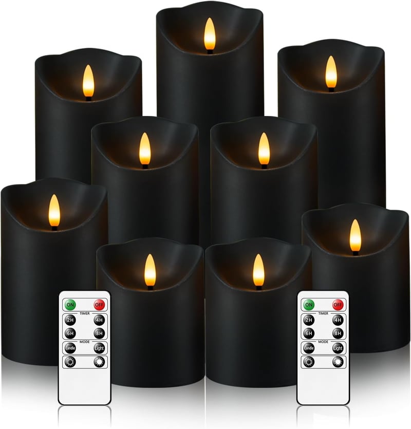 Battery-Operated LED Flameless Candles Set of 9 with Remote