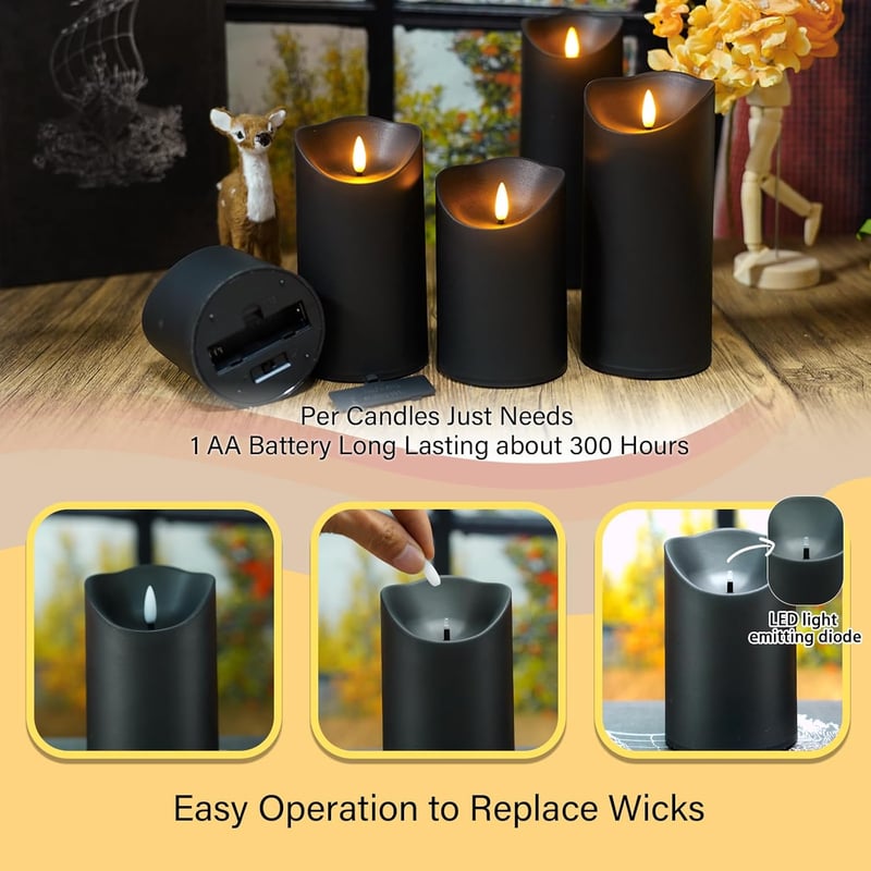 Battery-Operated LED Flameless Candles Set of 9 with Remote