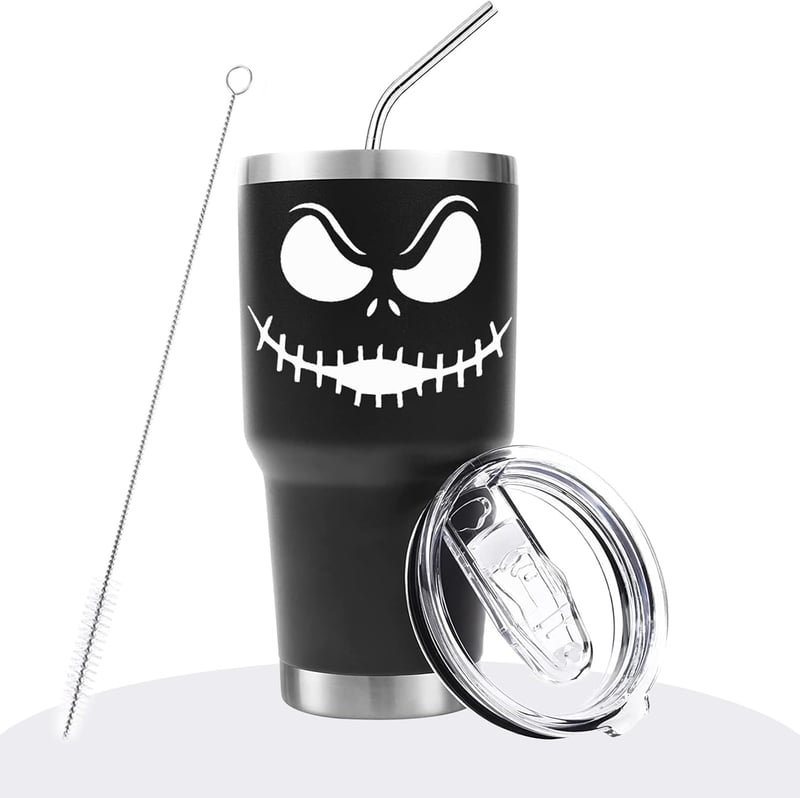 Jack Skellington 30oz Stainless Steel Travel Mug with Straw