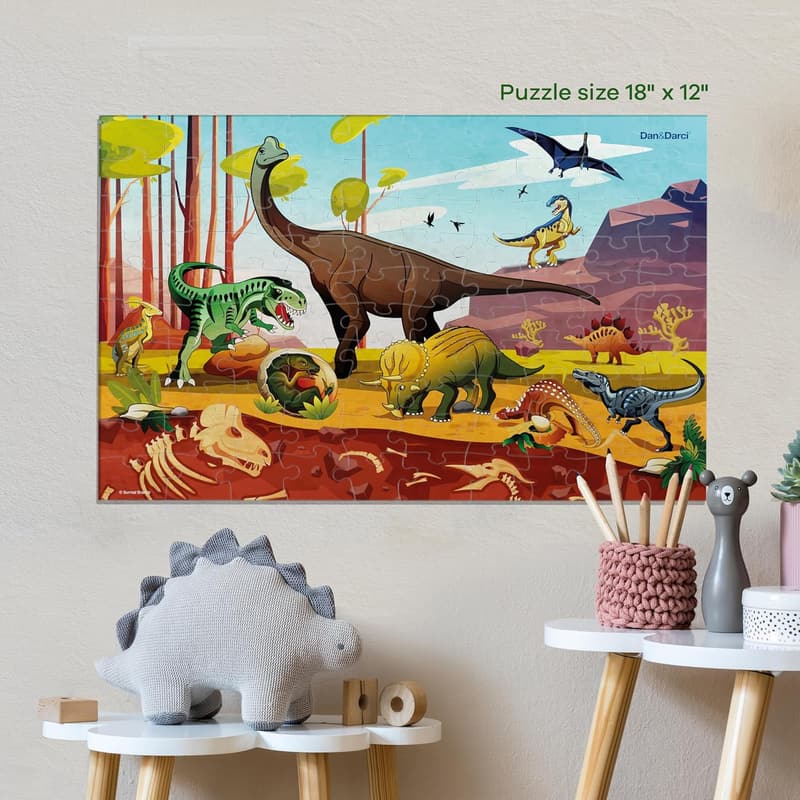 Dinosaur Glow-in-the-Dark Jigsaw Puzzle for Kids Ages 6-8