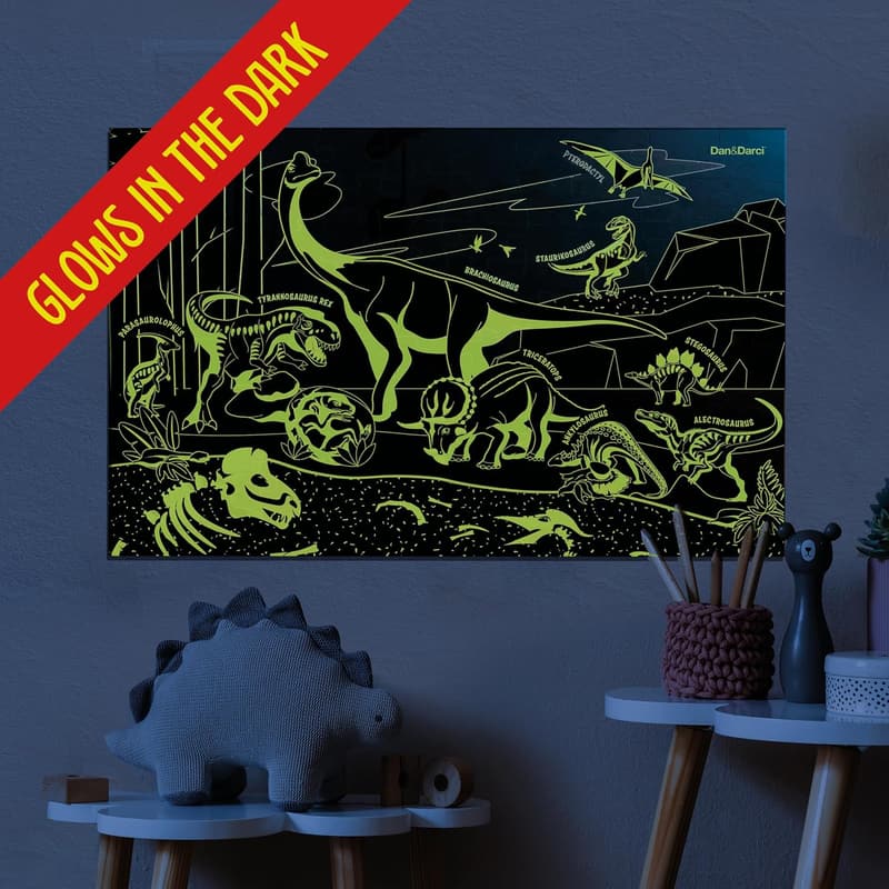 Dinosaur Glow-in-the-Dark Jigsaw Puzzle for Kids Ages 6-8