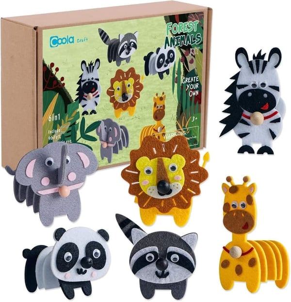 Animal Felt Craft Kit - DIY Activity for Kids Ages 3+