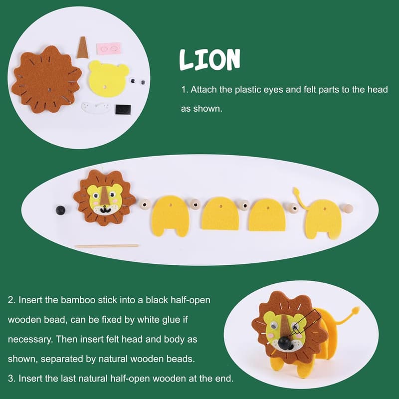 Animal Felt Craft Kit - DIY Activity for Kids Ages 3+