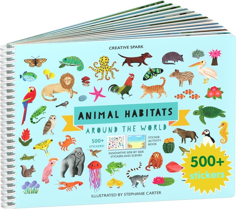 Kids' Animal Sticker Book with 500+ Stickers & Coloring Pages