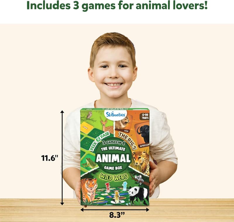 Skillmatics Ultimate Animal Game Box - 3 Fun Games for Ages 6+