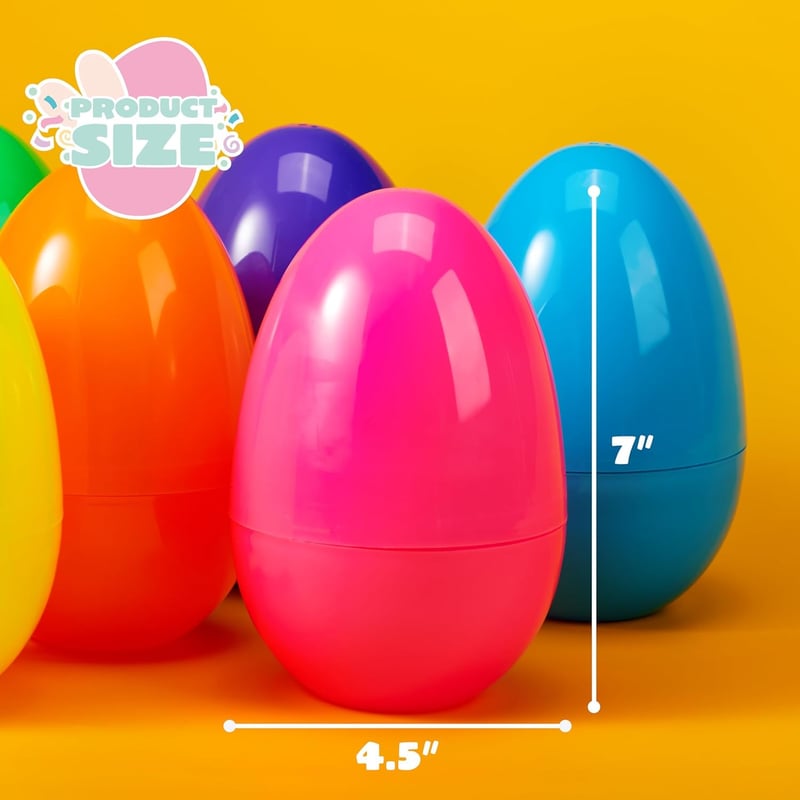 Colorful Jumbo Fillable Plastic Easter Eggs - 12 Pcs
