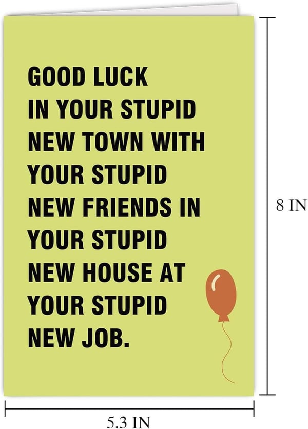 Farewell Card with Sarcastic Good Luck Message for Friends