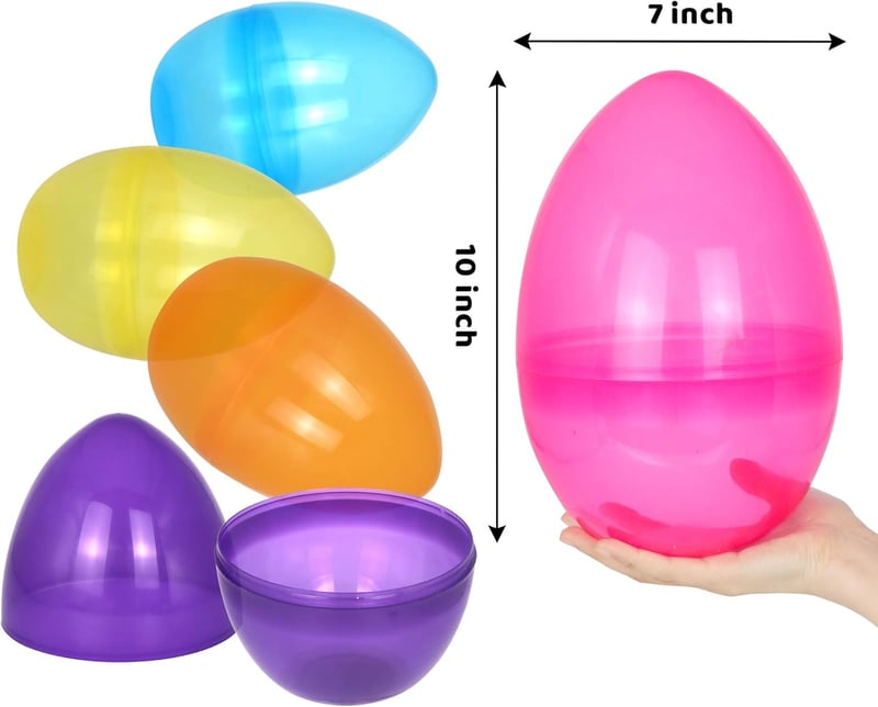 Jumbo Easter Eggs - 6 Clear Plastic Fillable Treats