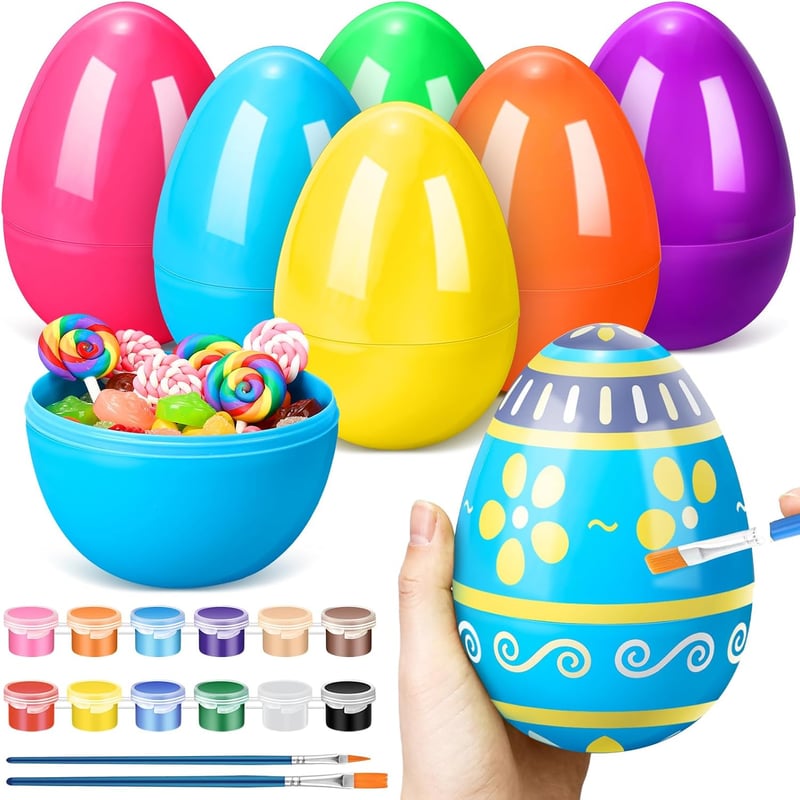 Jumbo Easter Eggs Painting Set - 15 Fillable Plastic Eggs