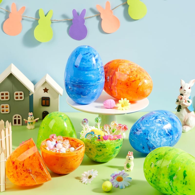 6 Jumbo Marble Fillable Easter Eggs - Party Favors & Hunt Supplies