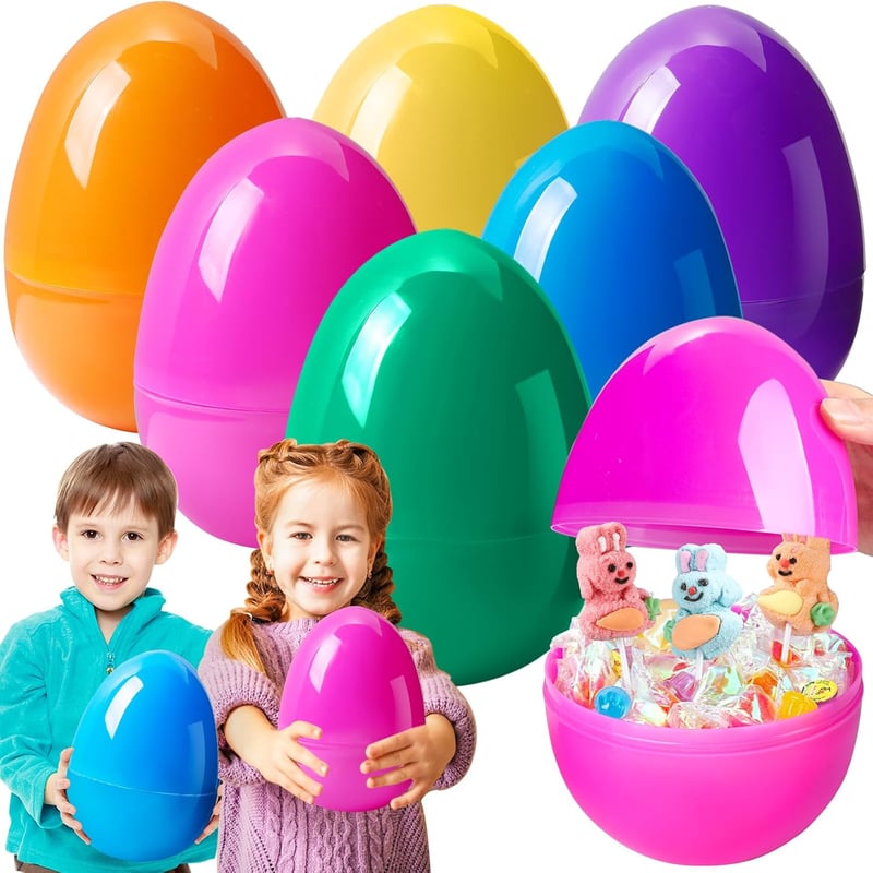 Large 6-Inch Fillable Plastic Easter Eggs - 6 Pack