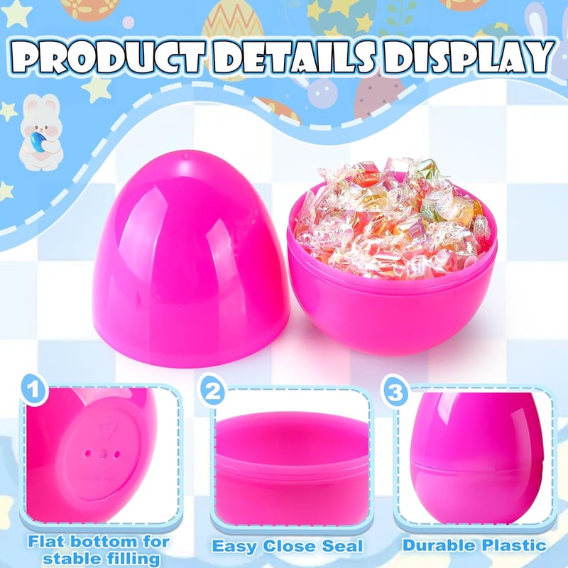 Large 6-Inch Fillable Plastic Easter Eggs - 6 Pack