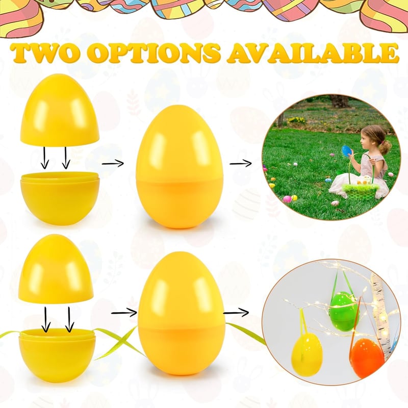 Easter Fillable Plastic Eggs, 36-Pack in 6 Colors
