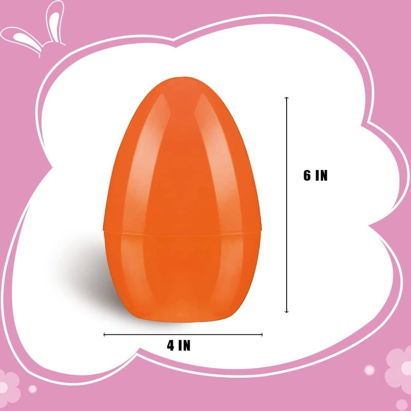 Easter Jumbo Fillable Plastic Eggs - 12 Assorted Colors