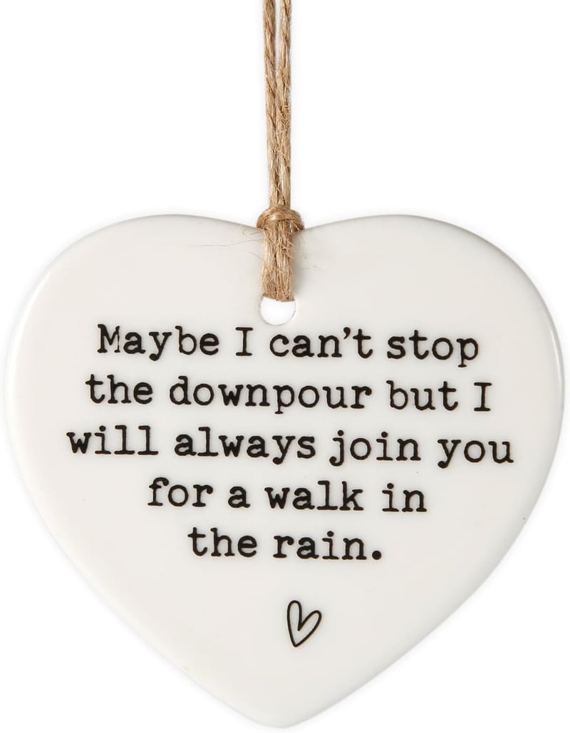 Friendship Gift Plaque - Ceramic Heart Hanging Decor for Tough Times