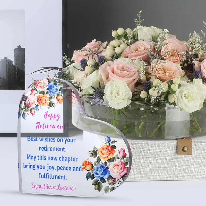 Retirement Heart Shaped Acrylic Plaque for Coworkers 5.5