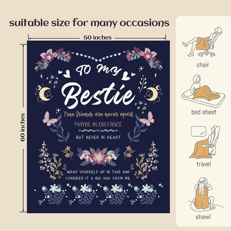 Mother's Day Friendship Blanket Gift for Women, 60x50 Inch