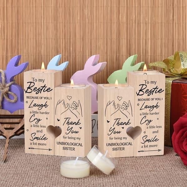 Personalized Friendship Candle Holder for Bestie Birthday Gift