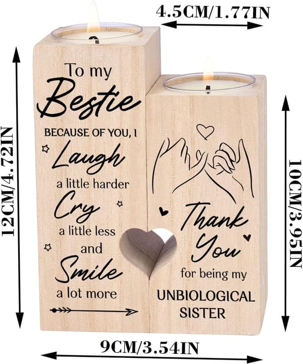 Personalized Friendship Candle Holder for Bestie Birthday Gift