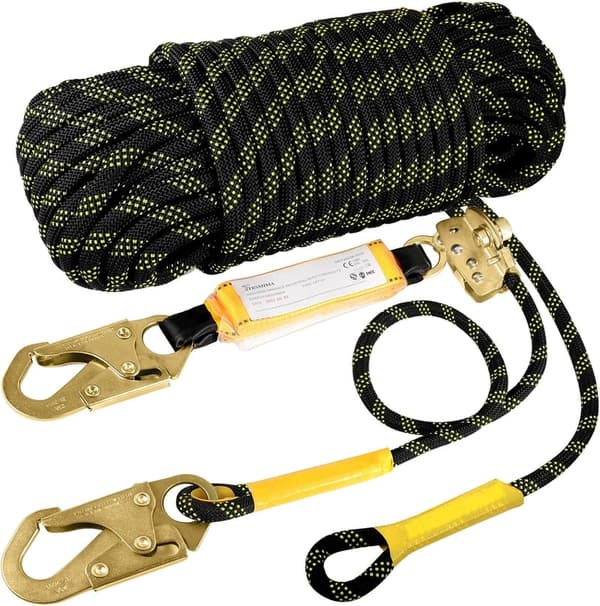 50ft Heavy Duty Roofing Safety Lanyard with Shock Absorber