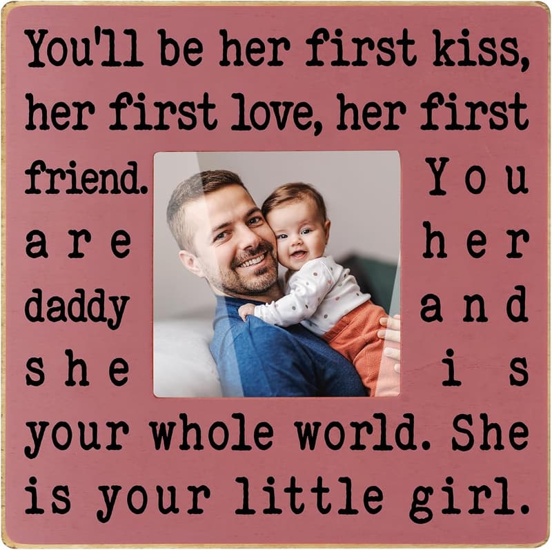 First Father's Day Pink Picture Frame for New Dads