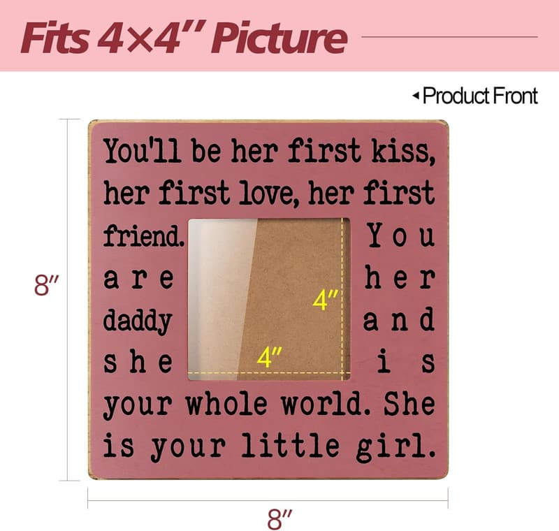 First Father's Day Pink Picture Frame for New Dads