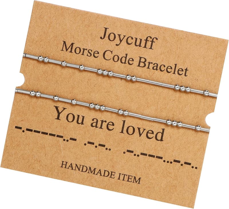 Inspirational Morse Code Bracelet for Women - Silver Beads Gift