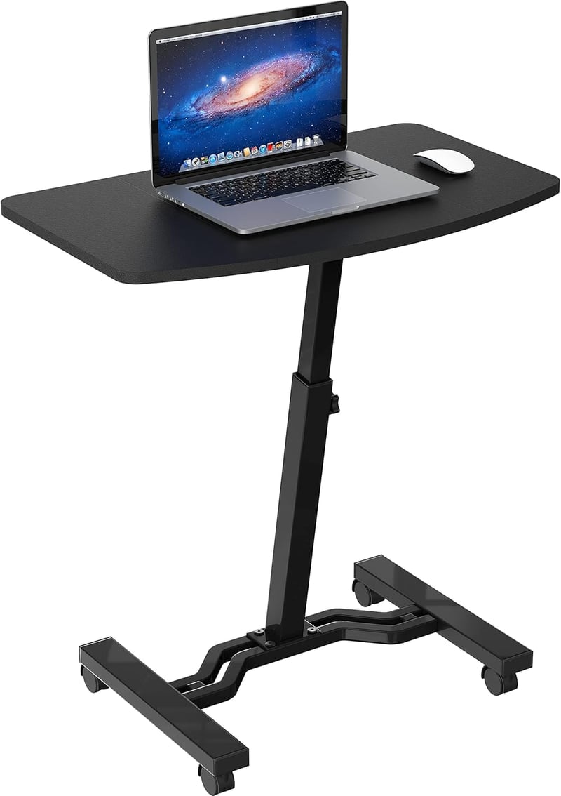 Height Adjustable Mobile Laptop Rolling Cart, Black