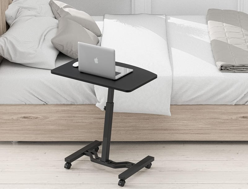Height Adjustable Mobile Laptop Rolling Cart, Black