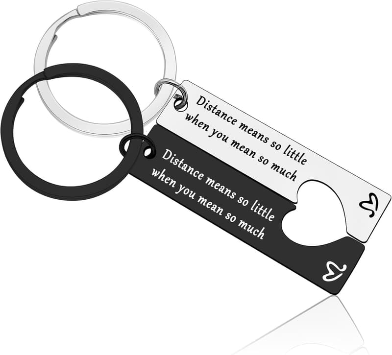 Couples' Anniversary Keychain Set for Long Distance Gifts
