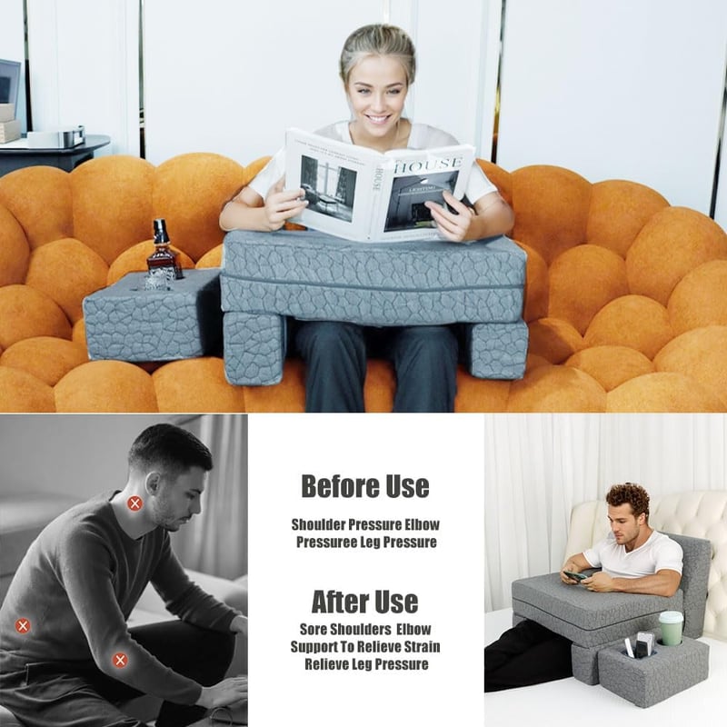 Extra Large Adjustable Reading & Gaming Pillow with Coaster