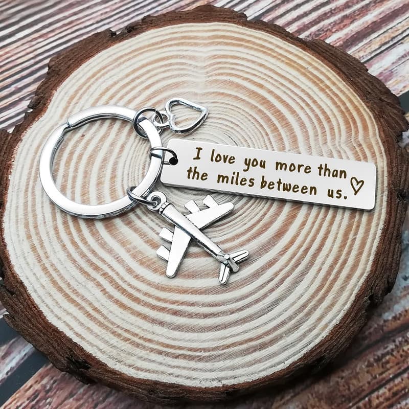 Long Distance Relationship Keychain for Couples – I Love You More