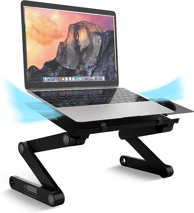 Portable Adjustable Laptop Stand for Desk - Foldable Black Riser