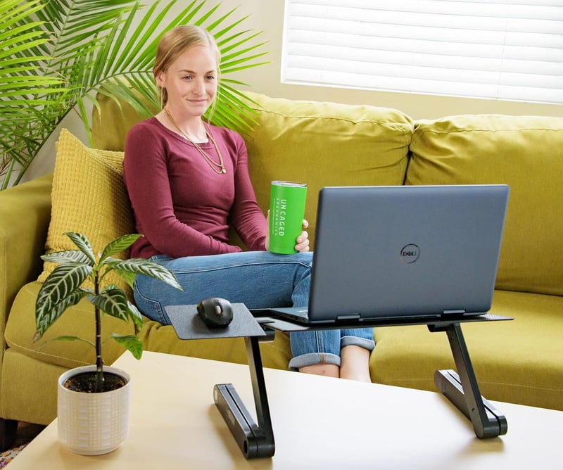 Portable Adjustable Laptop Stand for Desk - Foldable Black Riser