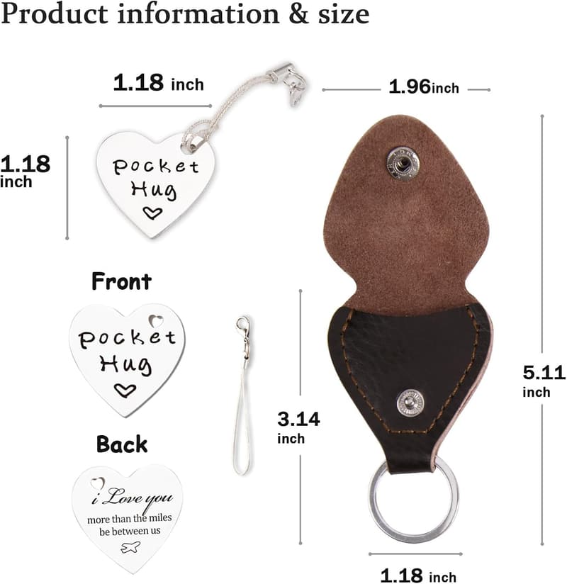 Thinking of You Pocket Hug Token with Leather Keychain