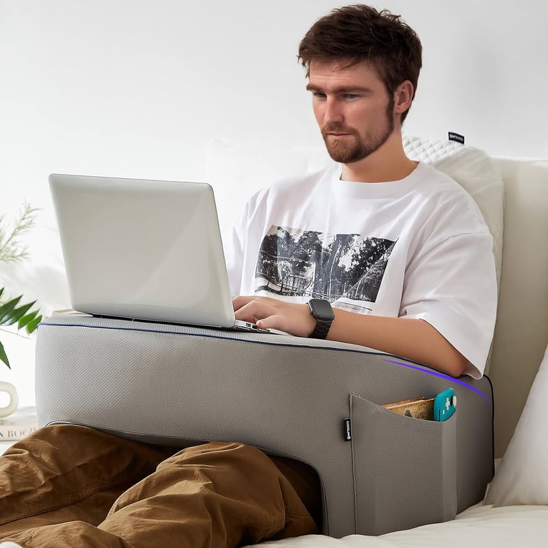 Extra Large Memory Foam Lap Desk Pillow for Adults (Grey)