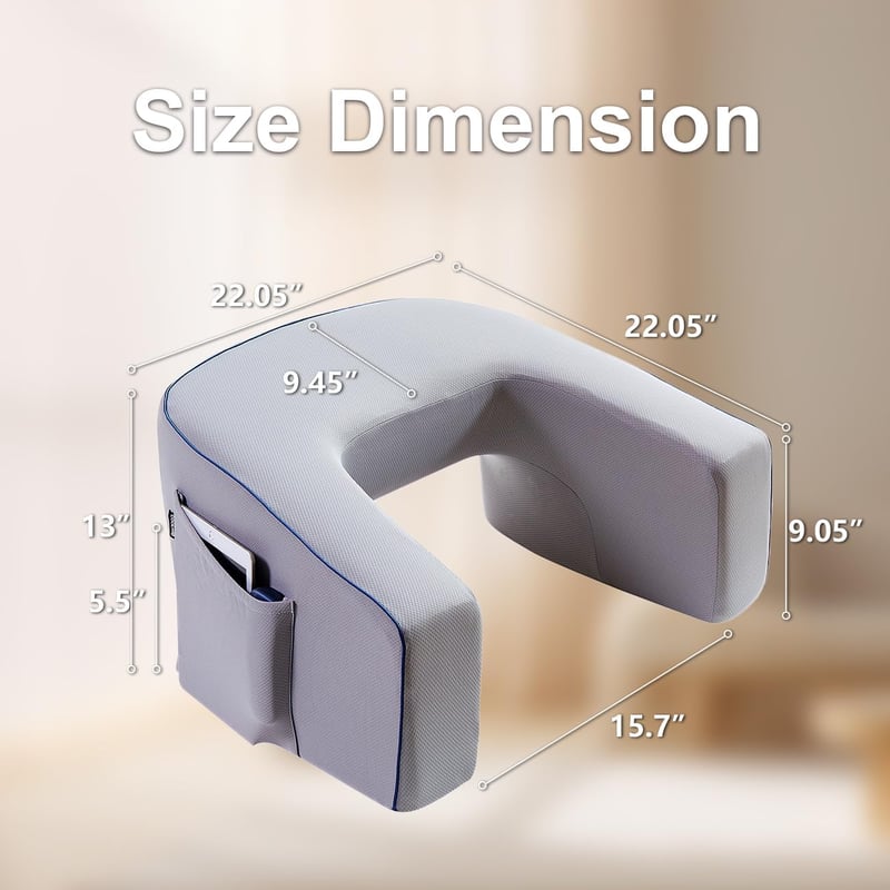 Extra Large Memory Foam Lap Desk Pillow for Adults (Grey)