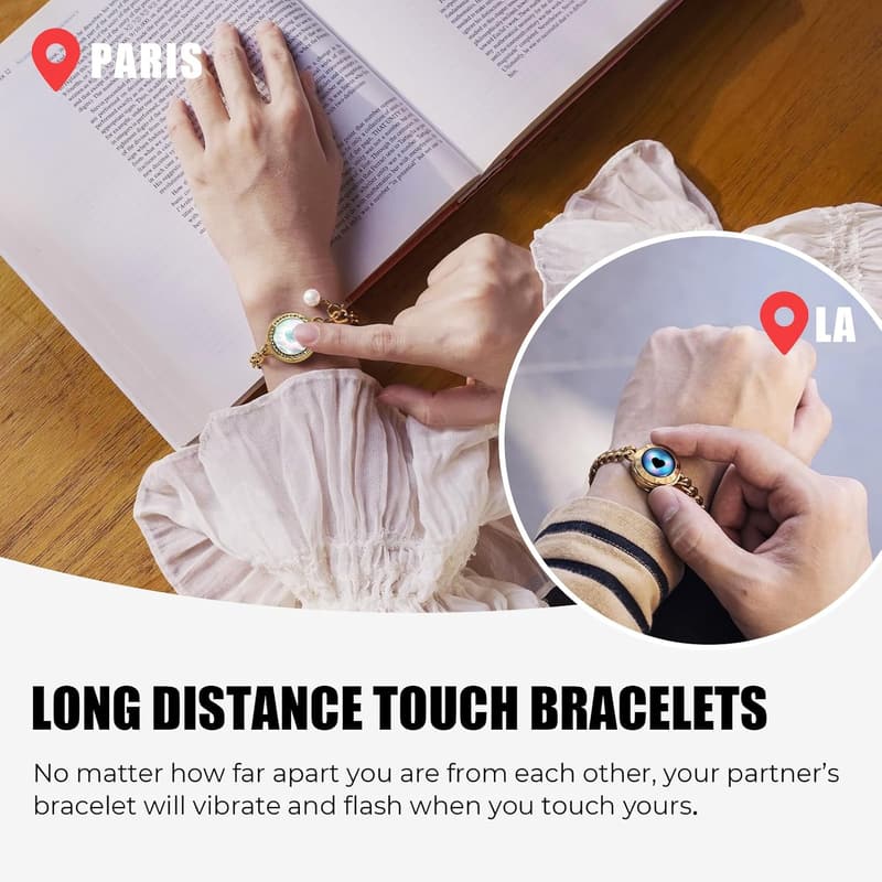 Long Distance Love Touch Bracelets for Couples - Bluetooth Gift